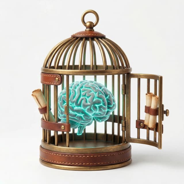 Digital Brain knowledge cage illustration