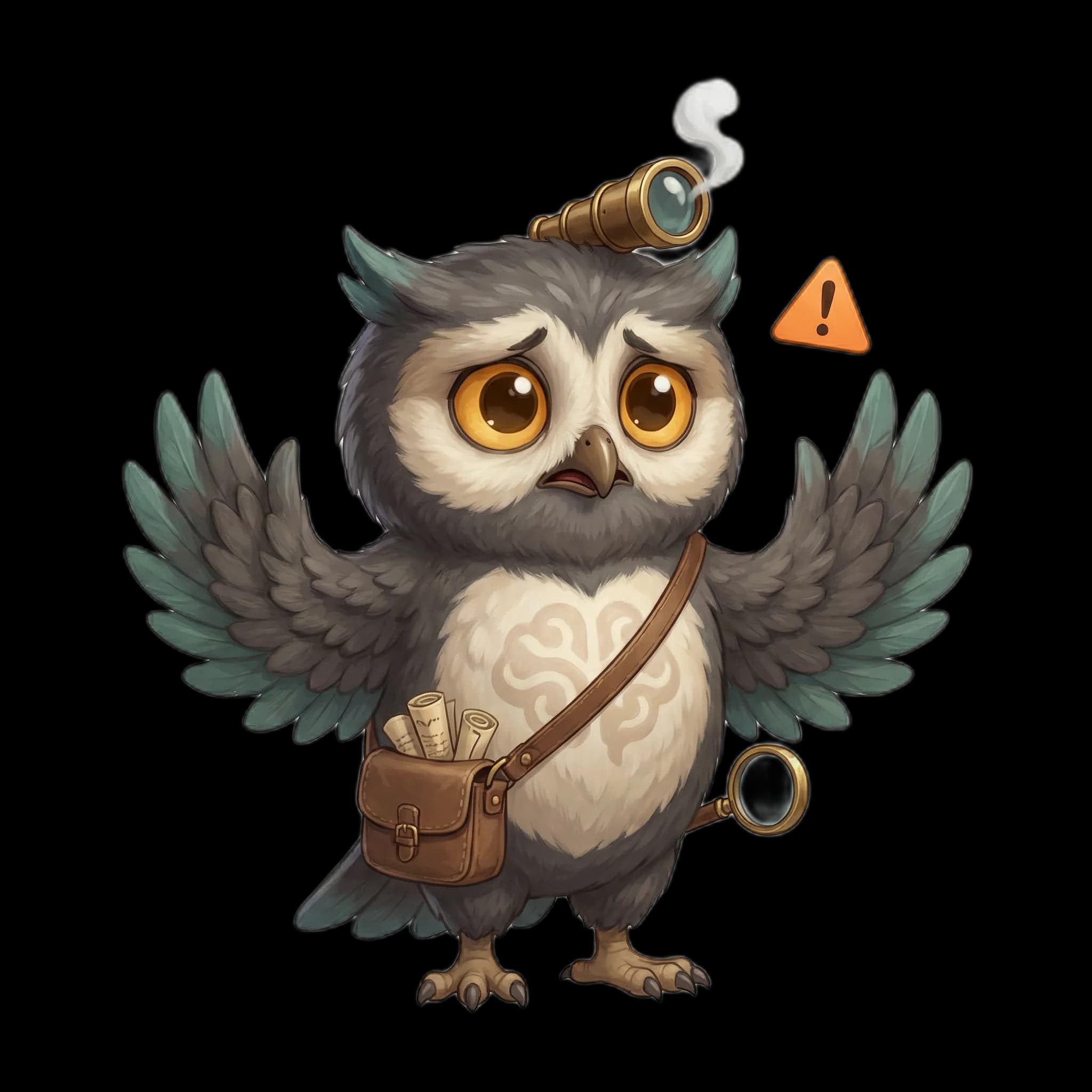 Scout the owl with a warning indicator