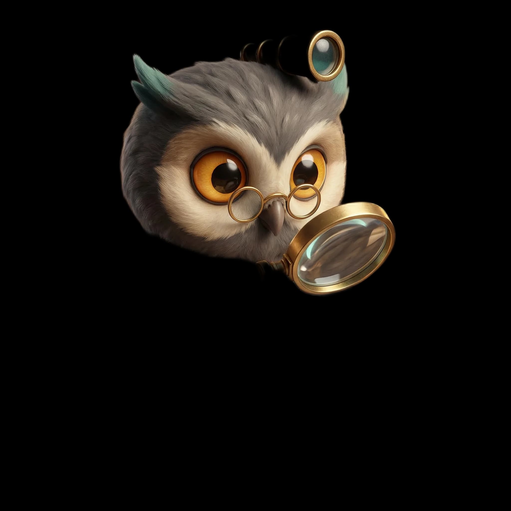 Scout the owl with magnifying glass